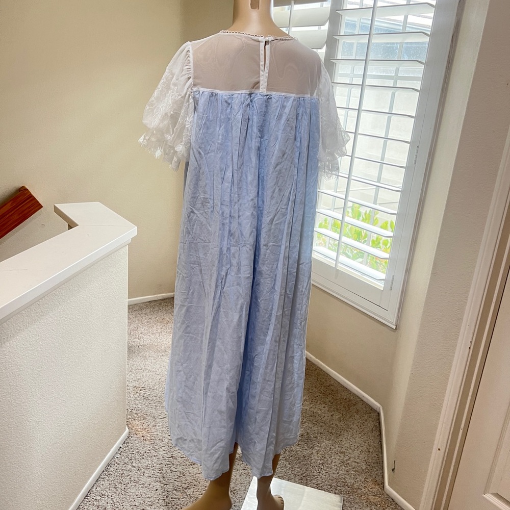 Power Blue cottagecore fairycore Cotton Dress Nightgown traditional wife Medium - Picture 6 of 10